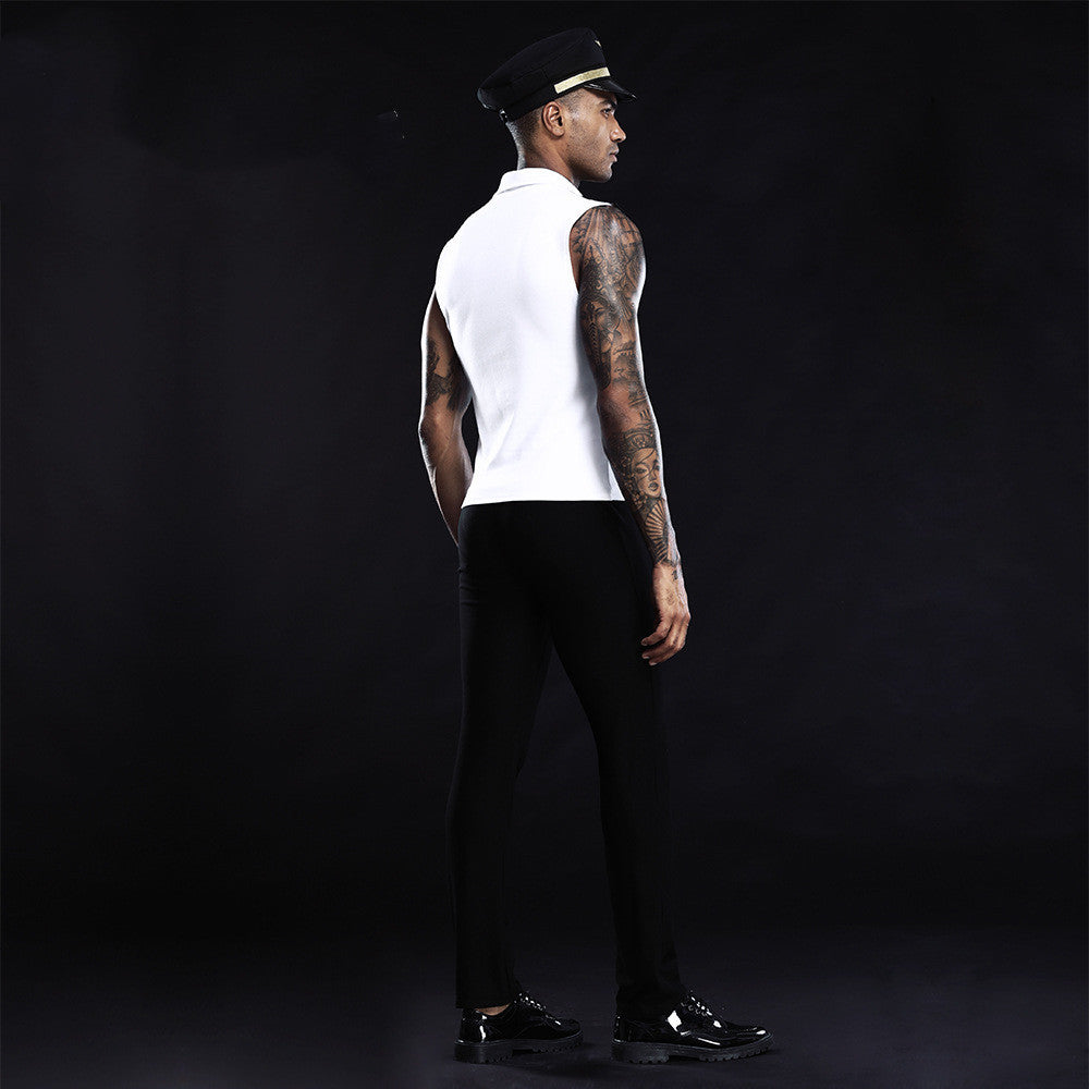 Men's Fashion Simple Cosplay Tight Uniform Suit — side view