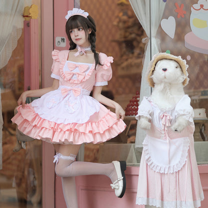 Japanese-style Soft And Adorable Maid Outfit Cute And Sweet Pink Maid Uniform Set Perfect For Cosplay — side view