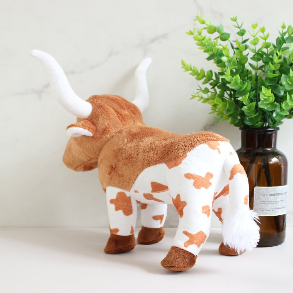 Simulation Longhorn Highland Cow Plush Doll Cartoon Animal — scale reference