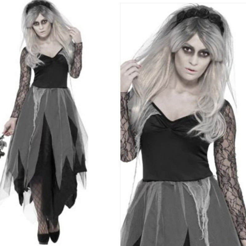 Masquerade Costume Party Dark Vampire Bride Cosplay Suit — back view
