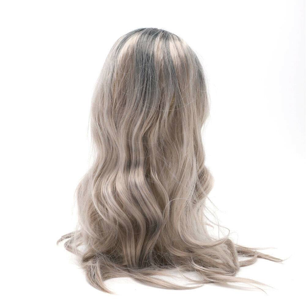 Brown Gold Blonde Long Wavy Wig Synthetic Curly Hair Cosplay Fashion — detail