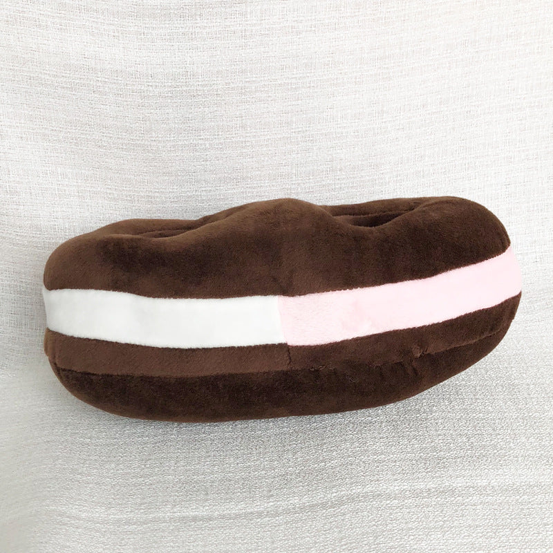 Plush cat shaped cushion — back view
