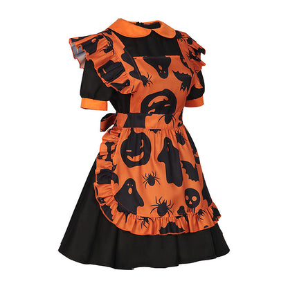 Costume party performance uniform pumpkin maid outfit — back view