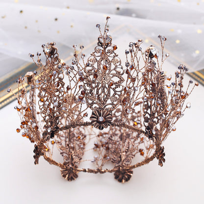 Bridal golden crown tiara baroque round | Magic Stories