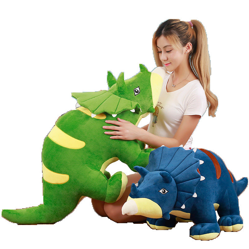 Triceratops dinosaur plush toy — back view
