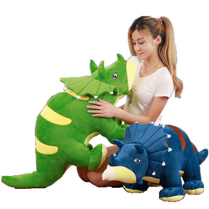 Triceratops dinosaur plush toy — back view