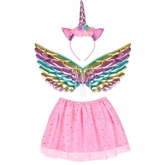Costume Accessories Set With Headband, Wings, And Dress In Pink And Purple,Costume Accessories For Party And Celebration