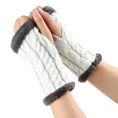 Winter Plush Gloves Twist Knitted Fingerless | Magic Stories