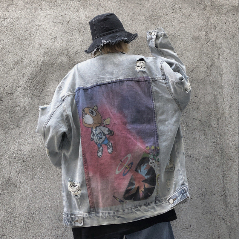 Cartoon Anime Loose Hip-Hop Ripped Denim | Magic Stories