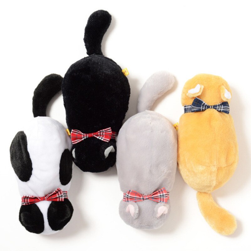 Cat plush pencil case — back view