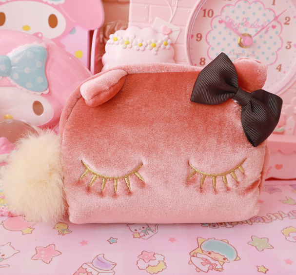 Cute Cartoon Cat Plush Bags Kawaii Small Fur Ball Kitten Cosmetic Bag Girls Makeup Bags For Lovers Children Gifts — detail