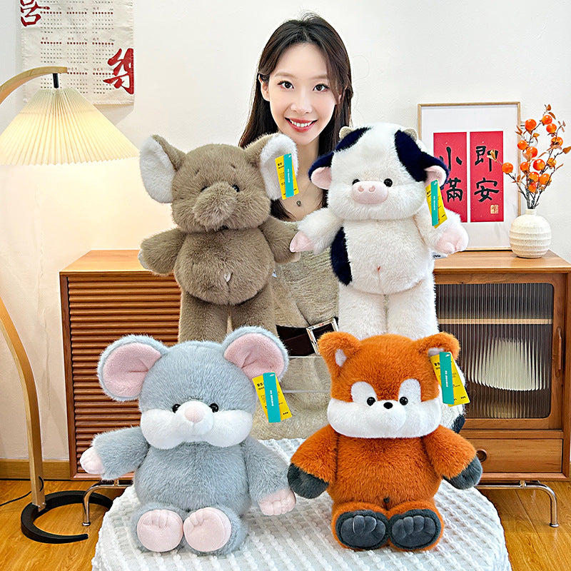 Plush Toy Cute Elephant Doll Fox Cow — side view