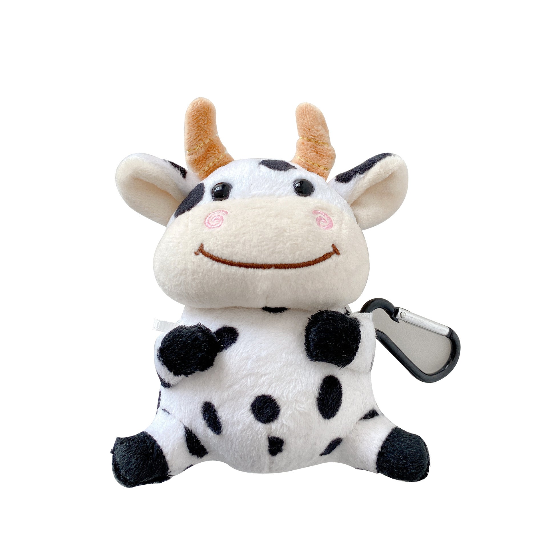 Cartoon Plush Cow Shaped Bluetooth Headphone Cover — scale reference