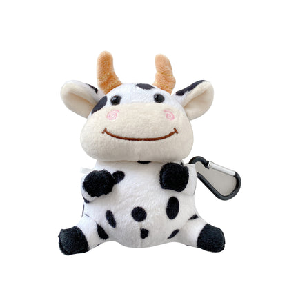 Cartoon Plush Cow Shaped Bluetooth Headphone Cover — scale reference
