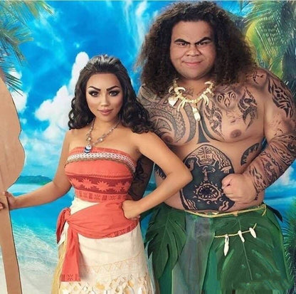 Disney Ocean Adventure Family Cosplay Duo — The Little Mermaid Prince Eric (Adult) + Moana (Kids) — back view