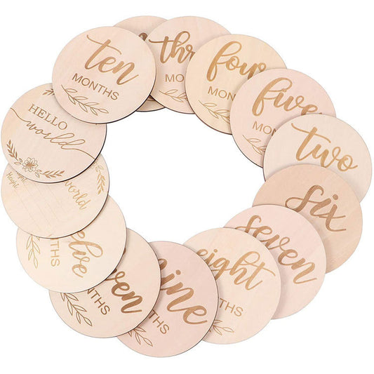 Wooden Baby Photography Props Wood Piece Month Commemorative Wooden Card Wooden