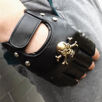 Steampunk Pirate Gloves PU Leather Gothic Medieval Cosplay — side view