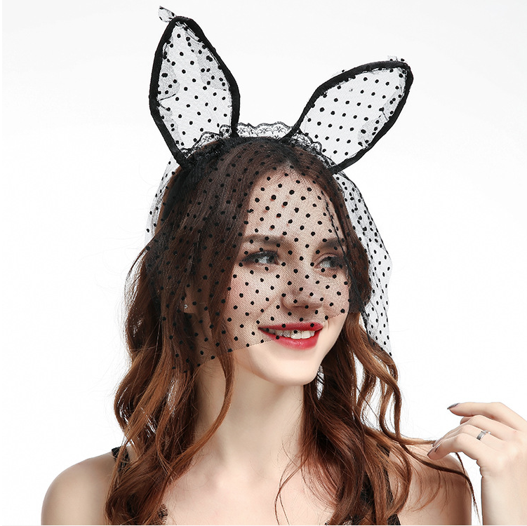 Small dot veil lace cat ears headband sex | Magic Stories