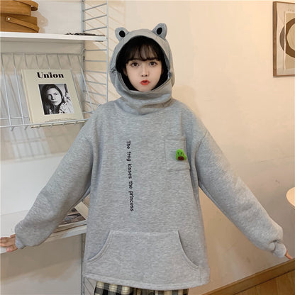 Couple's Best Friend Plush Frog Pullover Zipper Sweater — side view