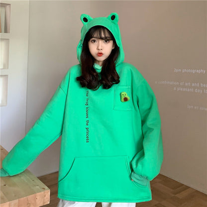 Couple's Best Friend Plush Frog Pullover Zipper Sweater — back view