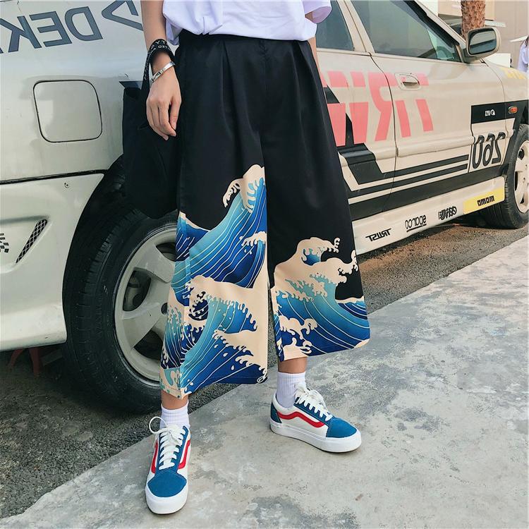 Streetwear Women Pants Japanese Harajuku Oversize Wide Pants — side view