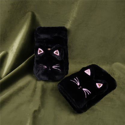 Cute Lucky Cat Bunny Plush Flip Lady Gloves — detail