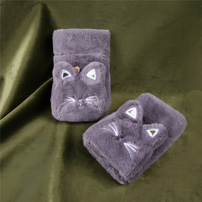 Cute Lucky Cat Bunny Plush Flip Lady Gloves — back view