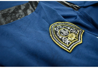 Cosplay Policewoman Blue Zipper Police Suit — side view