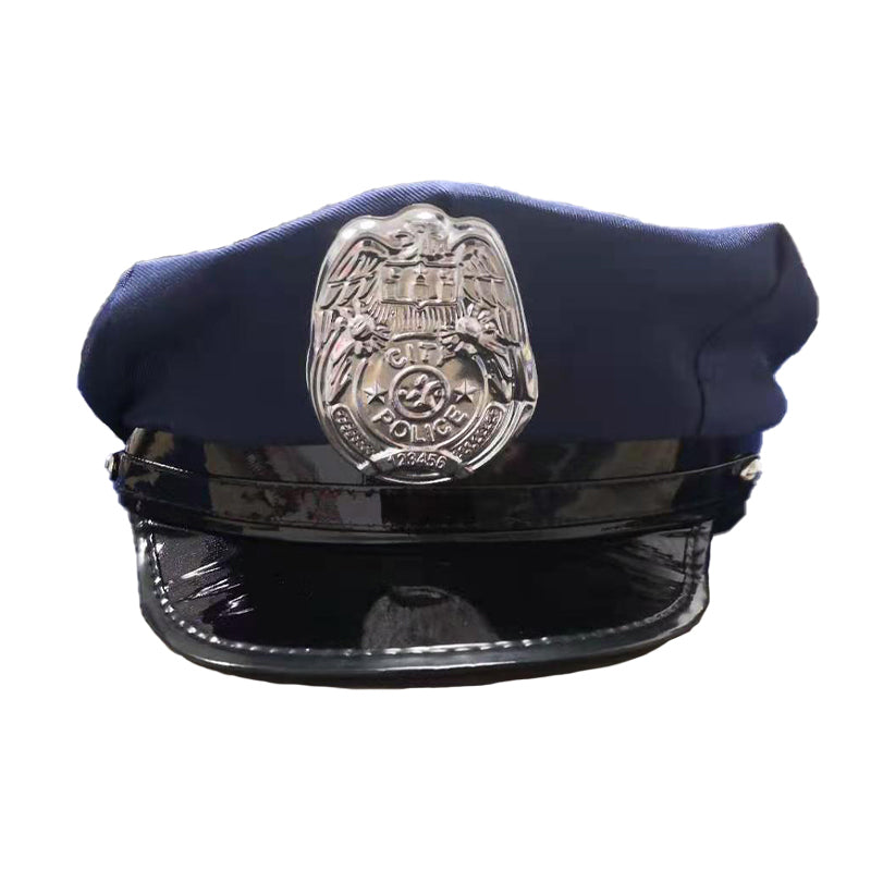 Cosplay Policewoman Blue Zipper Police Suit — side view
