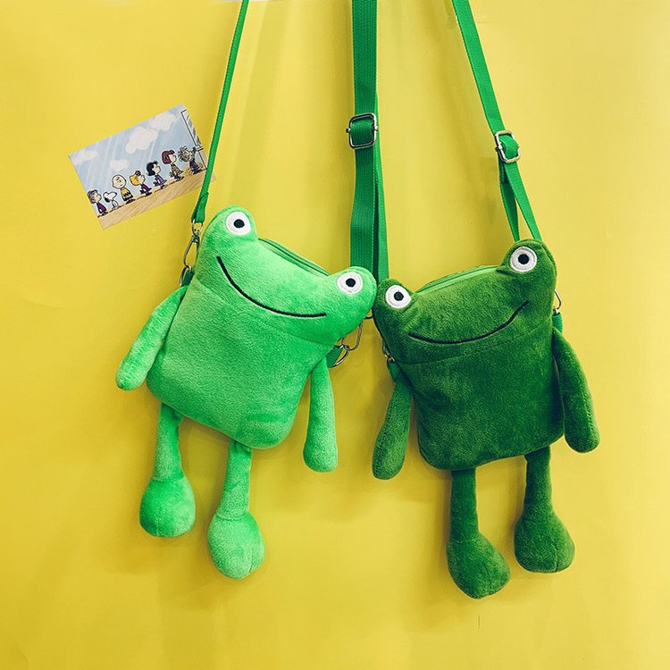 Plush Cute Frog Small Bag Phone Single Shoulder Messenger — back view