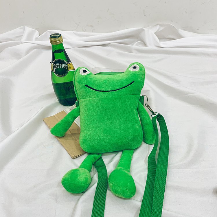 Plush Cute Frog Small Bag Phone Single Shoulder Messenger — scale reference