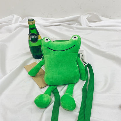Plush Cute Frog Small Bag Phone Single Shoulder Messenger — scale reference