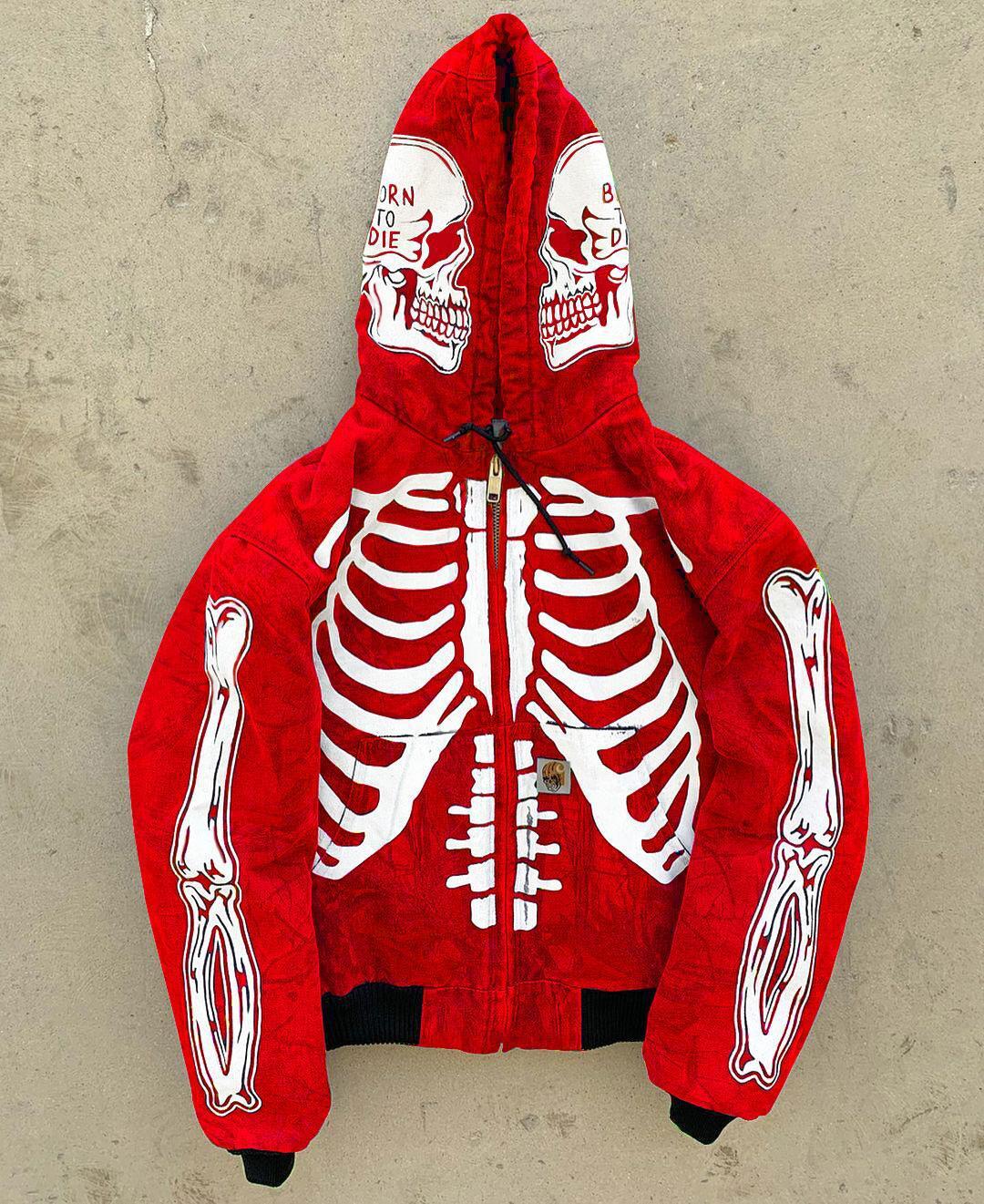 Men's Skeleton Hoodie Custom Full Face Zip — side view