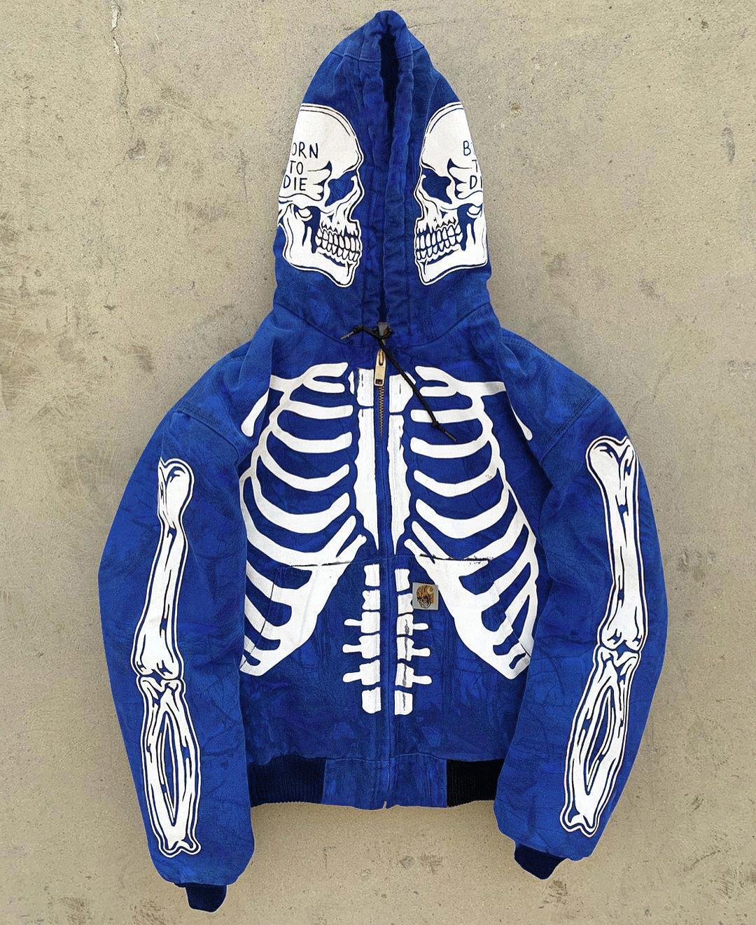 Men's Skeleton Hoodie Custom Full Face Zip — back view