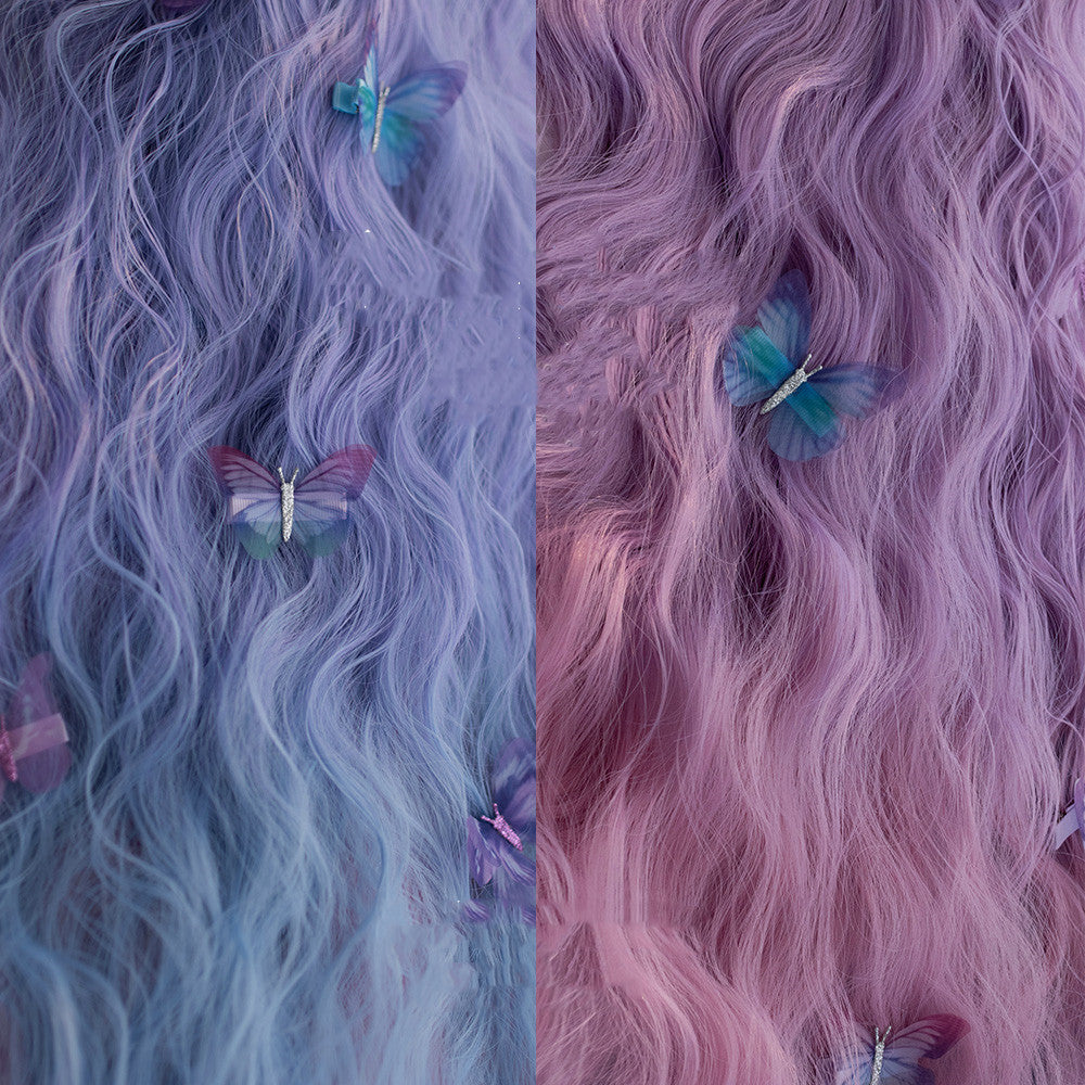 Harajuku Soft Girl Lolita Wig Candy Color Lolita Long Curly Hair — back view