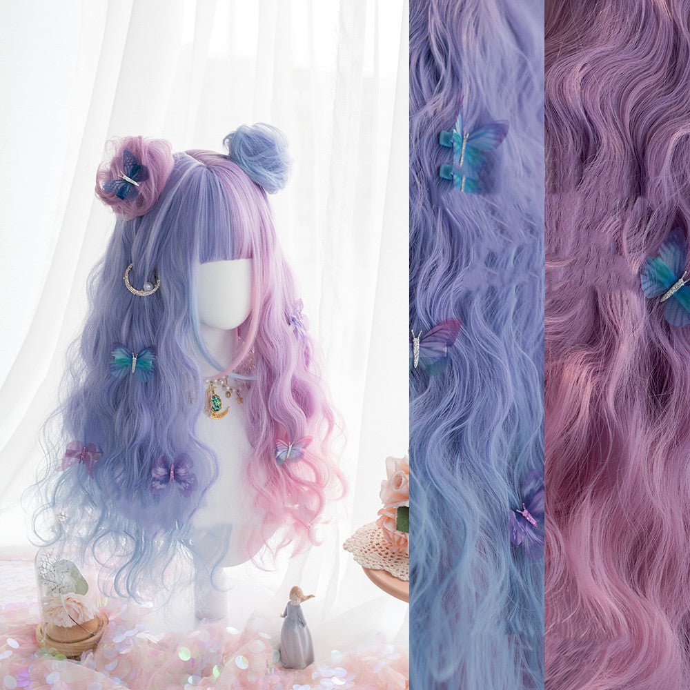Harajuku Soft Girl Lolita Wig Candy Color Lolita Long Curly Hair — side view