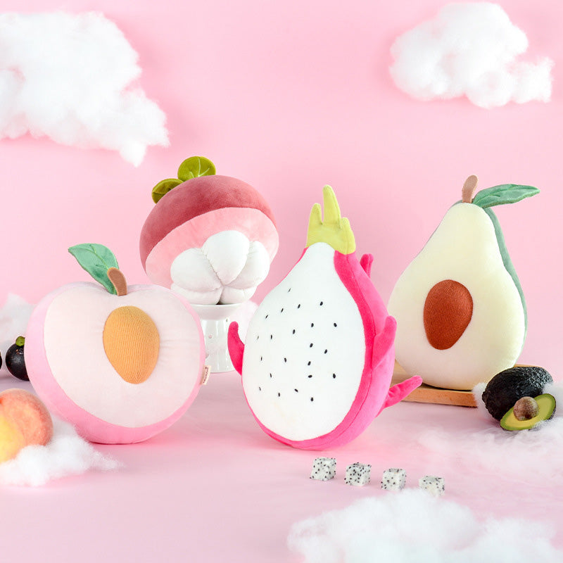 Plush fruit pillow toys creative Cushion Pillow Kawaii Fruit Peaches Stuffed Doll Toys For Children Birthday Gift — back view