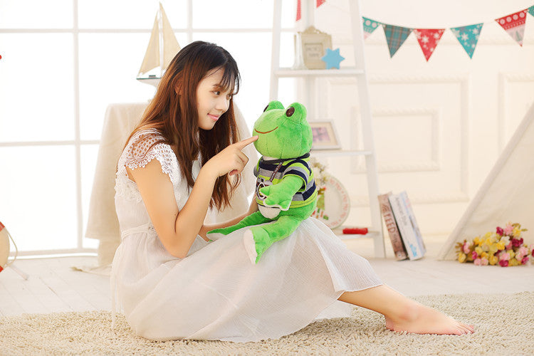 Healing Cartoon Smiling Frog Plush Doll Toy — back view