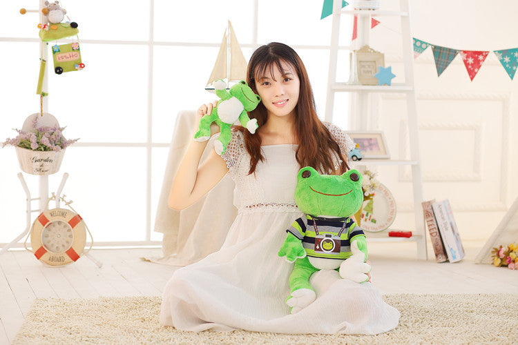 Healing Cartoon Smiling Frog Plush Doll Toy — side view