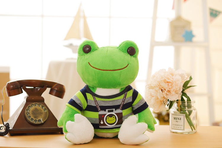 Healing Cartoon Smiling Frog Plush Doll Toy — detail