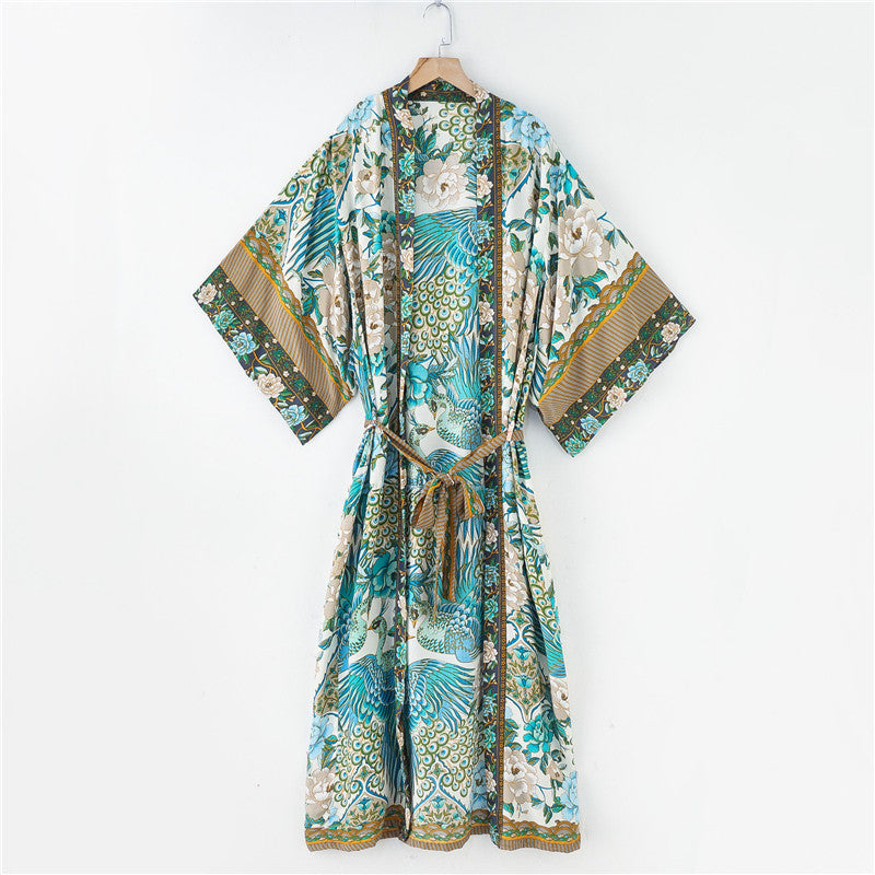 Bohemian Printed Crane Kimono Dress Robe — packaging