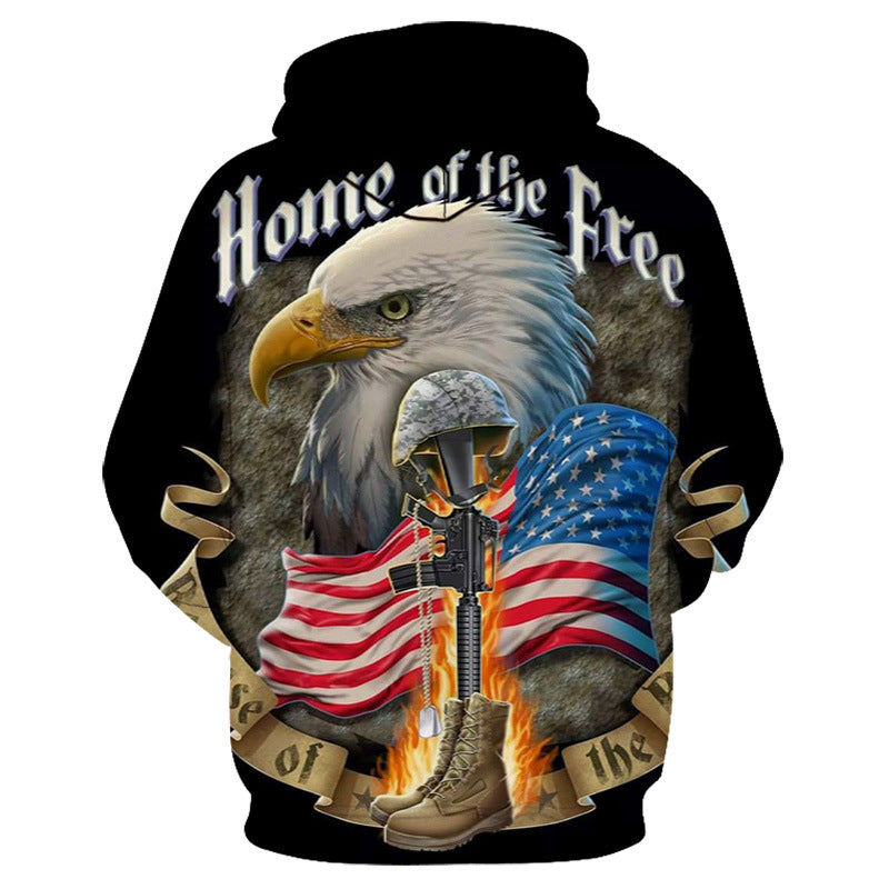 Eagle 3D Printing Hoodie Anime Hooded Loose Sports Sweatshirt — back view