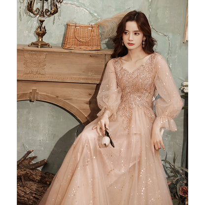 Fairy Temperament Princess Pink Dress — detail