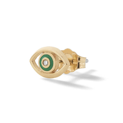 Diamond Devil's Eye Stud Earrings — side view
