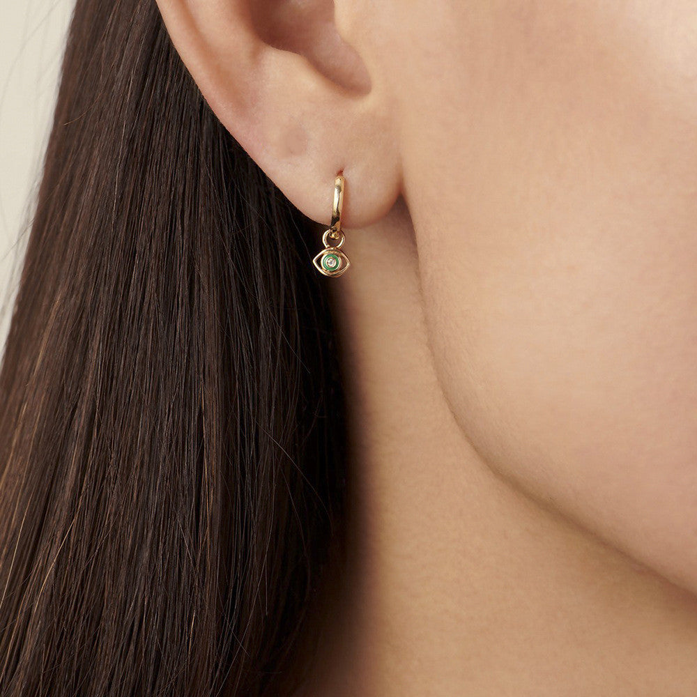 Diamond Devil's Eye Stud Earrings — back view