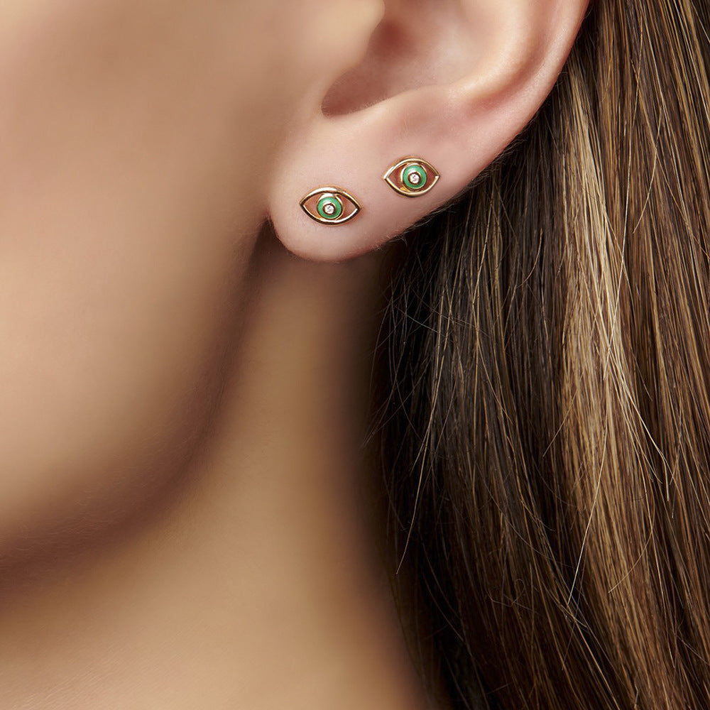 Diamond Devil's Eye Stud Earrings — detail