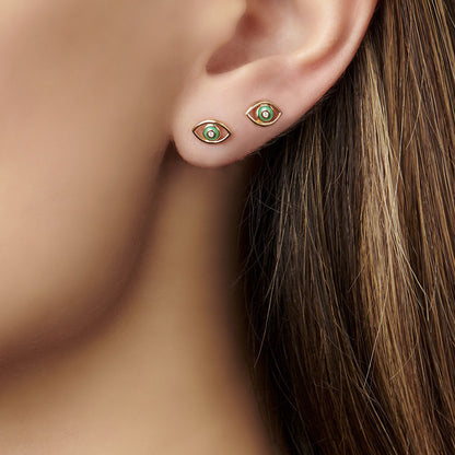 Diamond Devil's Eye Stud Earrings — detail