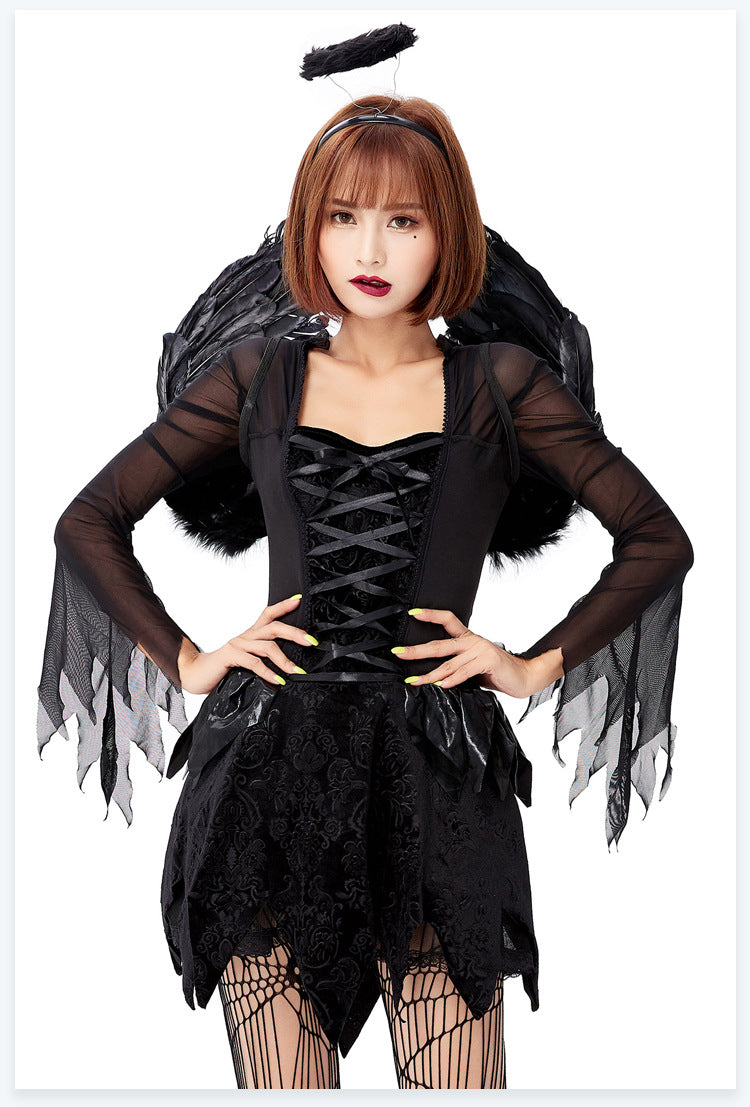 Demon Cosplay Costume With Wings Short Skirt — side view