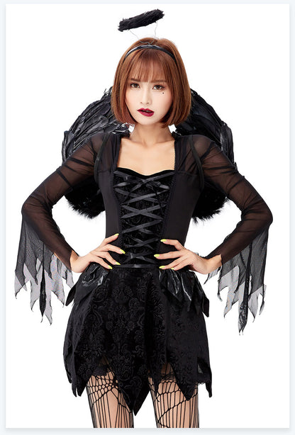 Demon Cosplay Costume With Wings Short Skirt — side view