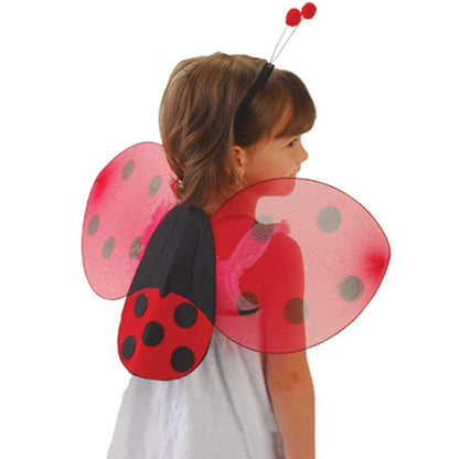 Seven Star Ladybug Wings Girl Children's Two-Piece Performance Costume Red Black Gold Powder Back Wing — packaging